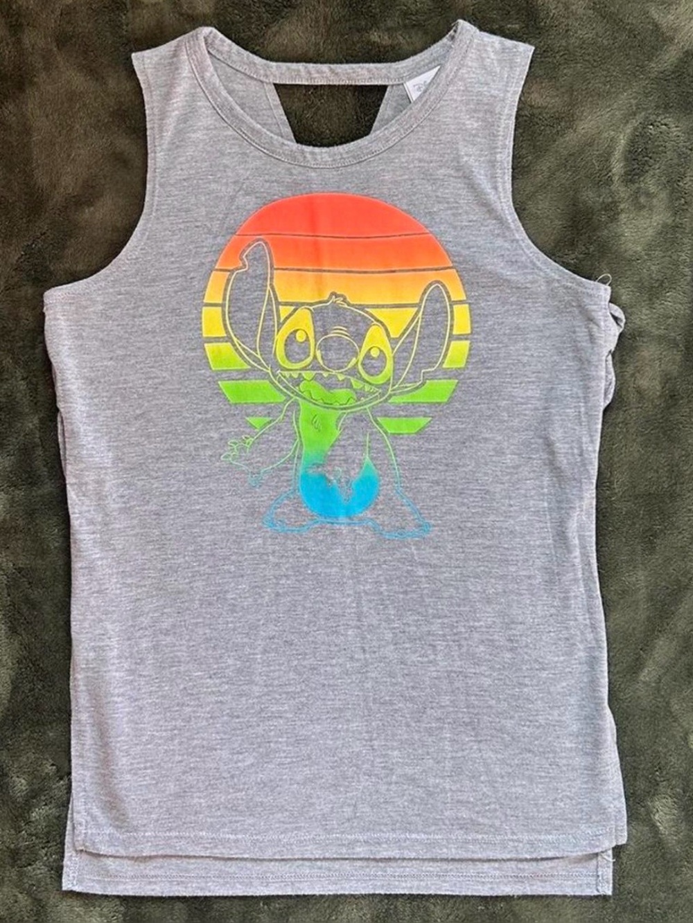 Gray Tank Top with Neon Stitch Graphic - Disney Stitch